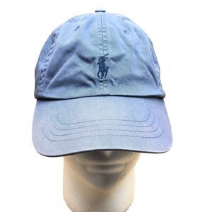 Polo Ralph Lauren Hat Cap Strap Back One Size Blue Embroidered Pony Faded